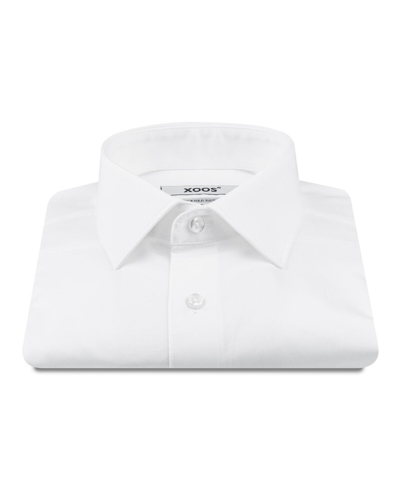 XOOS Men's white shirt with French collar in fine twill (Double Twisted)