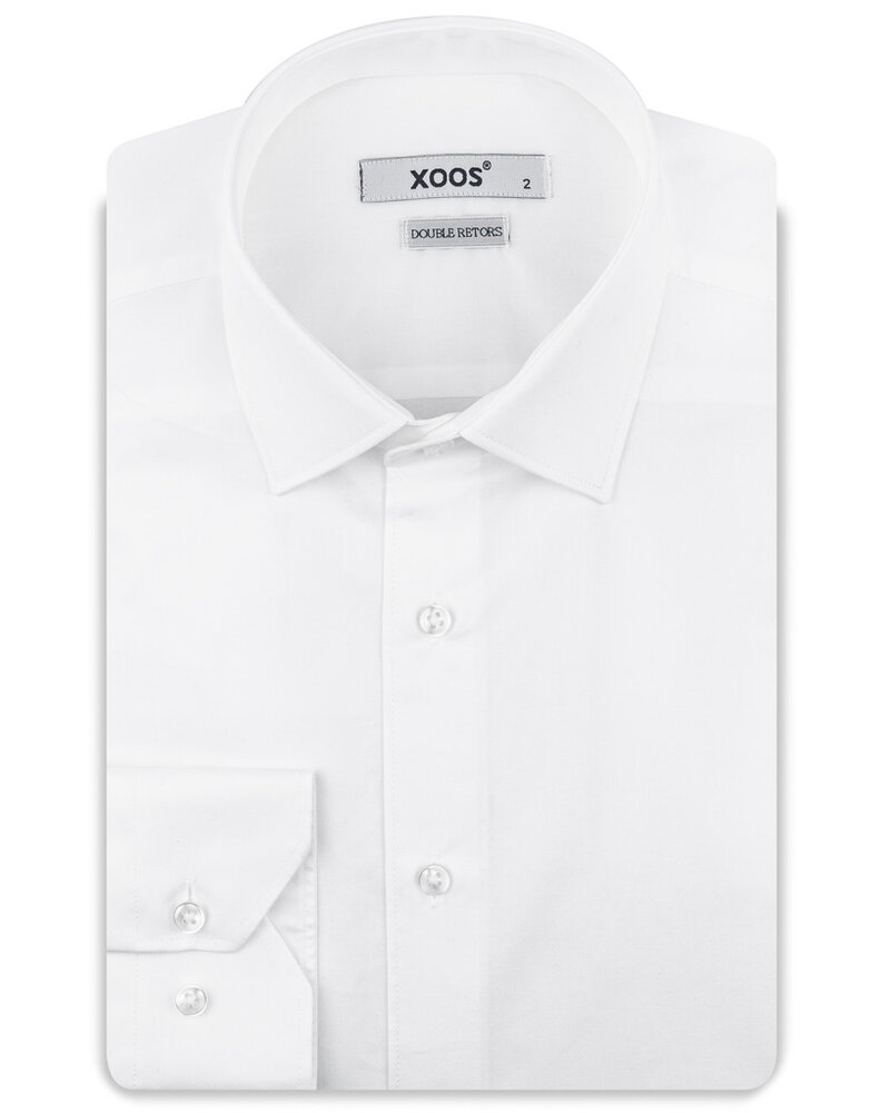 XOOS Men's white shirt with French collar in fine twill (Double Twisted)