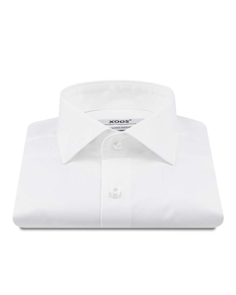 XOOS Men's white shirt with Italian collar in pinpoint oxford (Double Twisted)