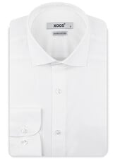 XOOS Chemise homme blanche à col Italien en Pinpoint (Double Retors)