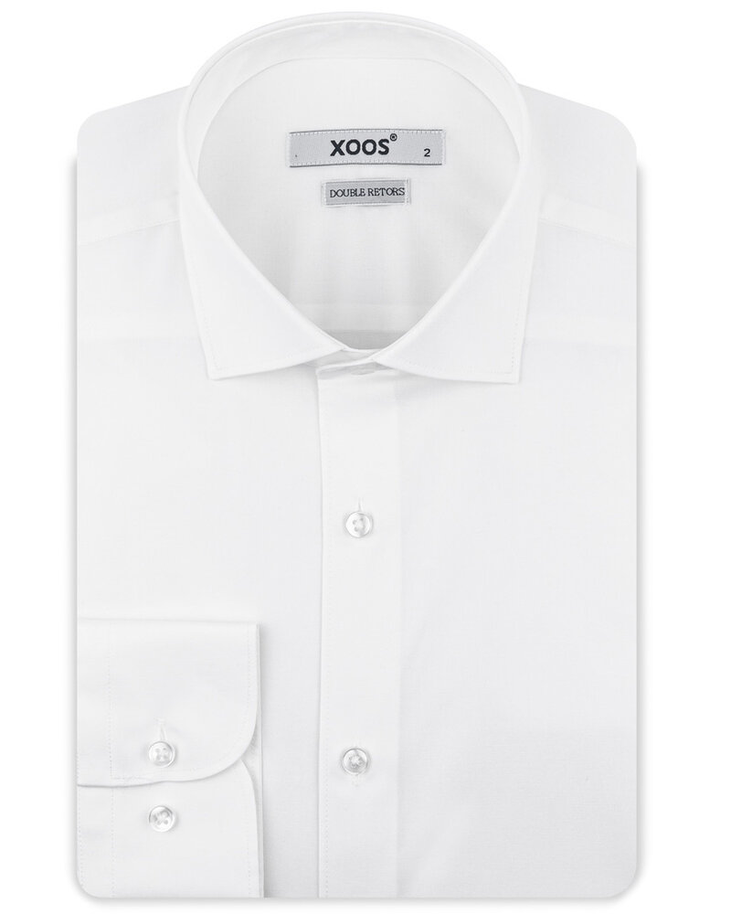 XOOS Chemise homme blanche à col Italien en Pinpoint (Double Retors)