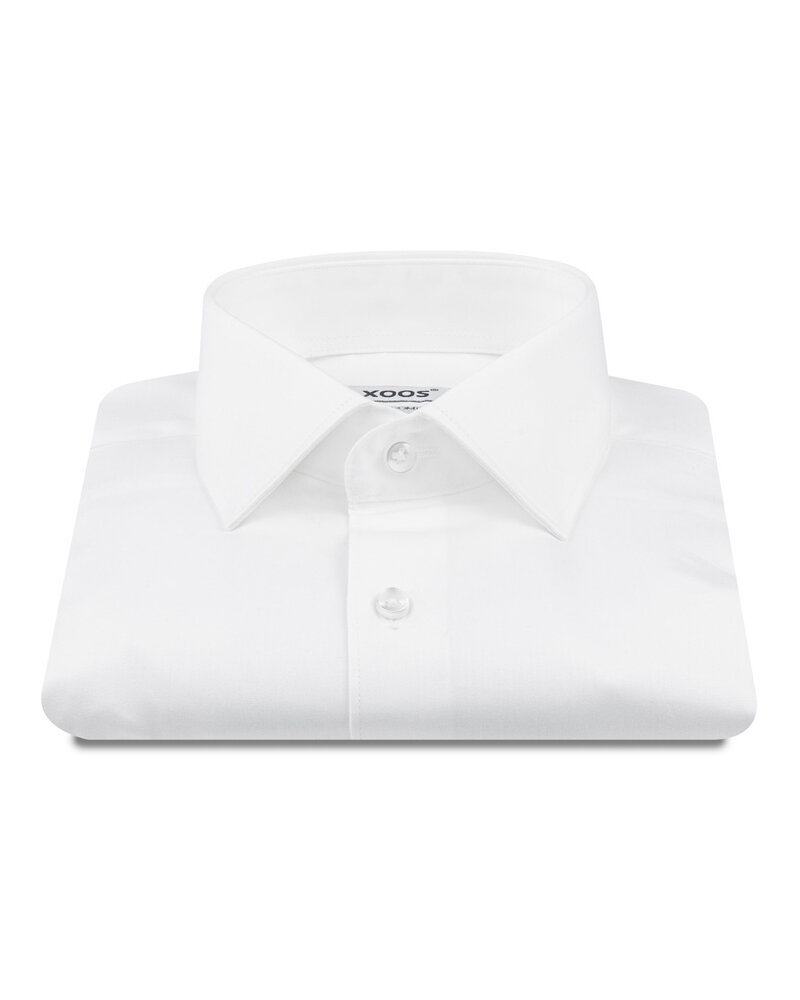 XOOS Men's white shirt with French collar in cotton satin
