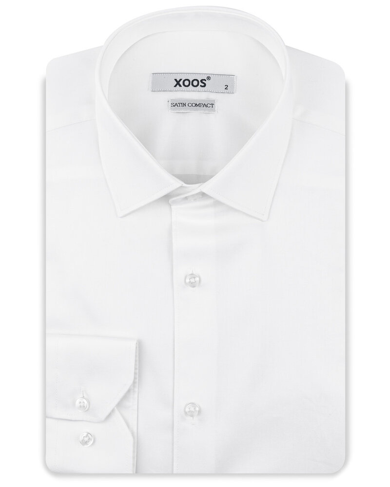 XOOS Men's white shirt with French collar in cotton satin