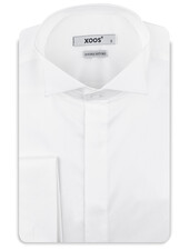 XOOS Chemise blanche à col cassé poignet mousquetaire et gorge cachée