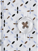 XOOS Men's white shirt with taupe and navy prints and navy micro-dot trim