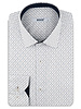 XOOS Chemise homme blanche à motifs imprimés taupe et marine et doublure marine à micro pois