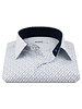 XOOS Men's white shirt with sky-blue and navy prints and navy micro-dot trim