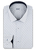 XOOS Chemise homme blanche à motifs imprimés ciel et marine et doublure marine à micro pois