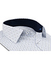 XOOS Chemise homme blanche à motifs imprimés ciel et marine et doublure marine à micro pois
