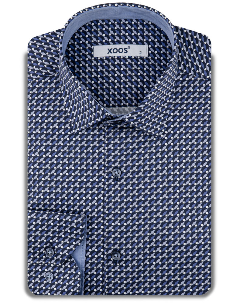 XOOS Chemise homme à motif imprimé bleu et gris