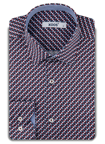 XOOS Chemise homme à motif imprimé ciel et rouge