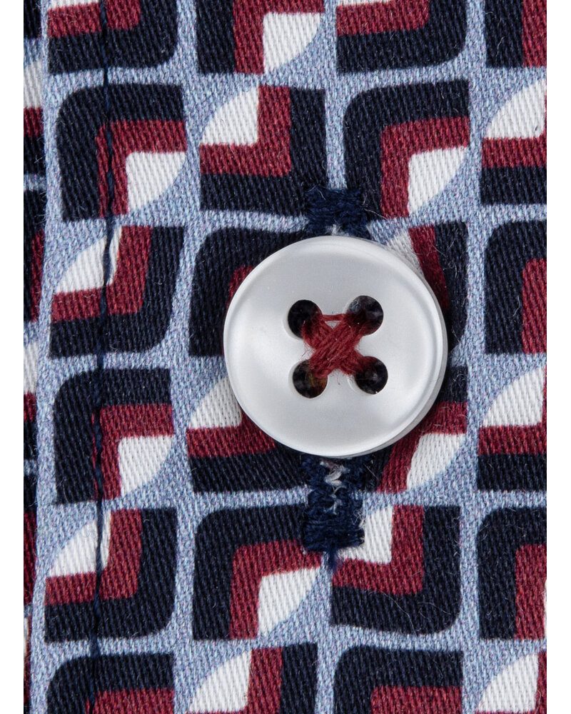 XOOS Men's shirt with a sky-blue and red print