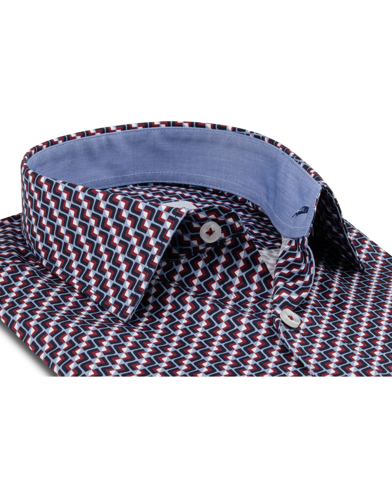 XOOS Men's shirt with a sky-blue and red print