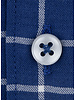XOOS Chemise homme marine à carreaux et col boutonné doublure à micro pois (Double Retors)