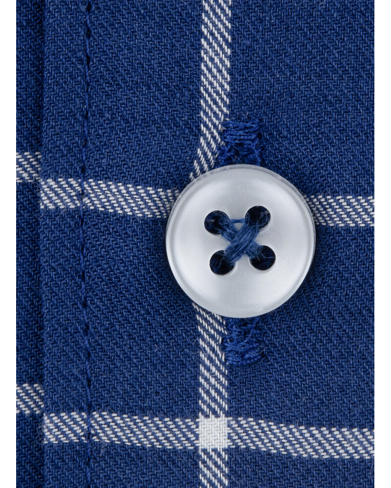 XOOS Men's navy check shirt with a button-down collar and micro-dot trim (Double Twisted)