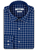 XOOS Chemise homme marine à carreaux et col boutonné doublure à micro pois (Double Retors)