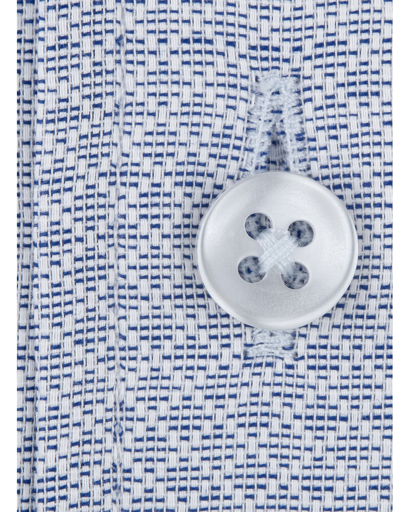 XOOS Chemise homme en jacquard bleu à col Droit ouvert blanc (Double Retors)
