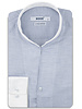 XOOS Chemise homme en jacquard bleu à col Droit ouvert blanc (Double Retors)