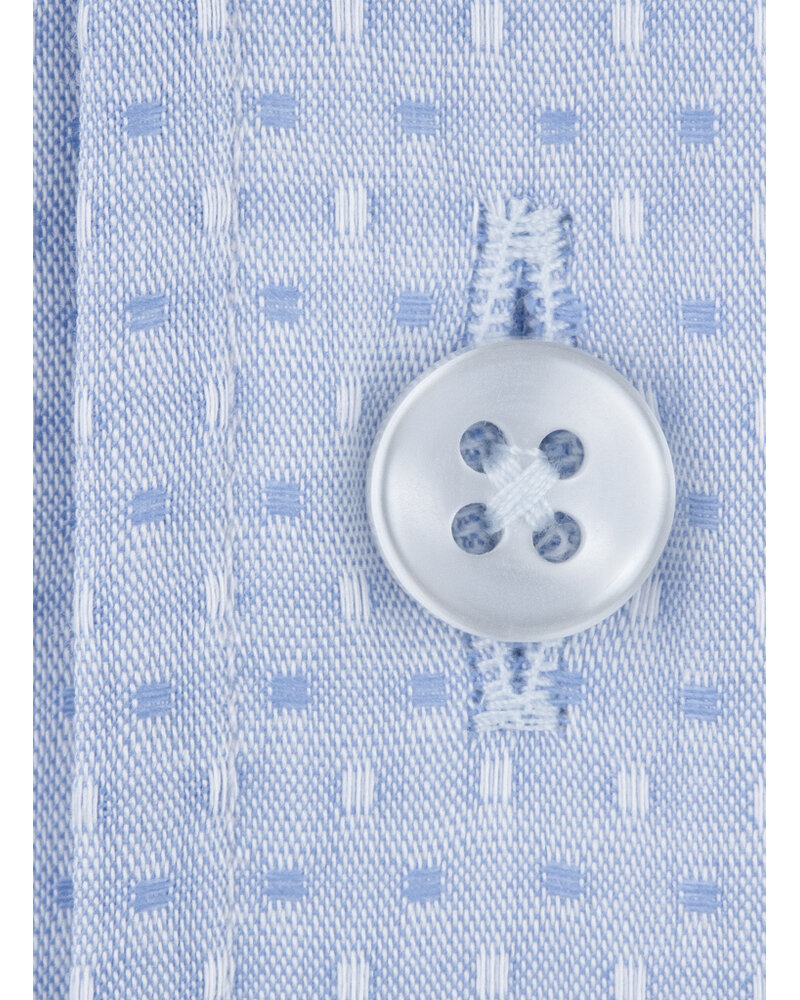 XOOS Men's sky-blue jacquard shirt with a white spread collar (Double Twisted)