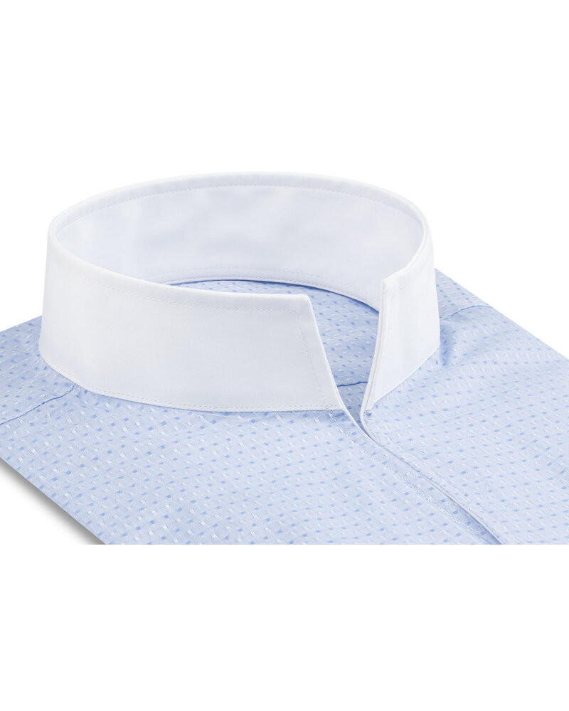 XOOS Men's sky-blue jacquard shirt with a white spread collar (Double Twisted)