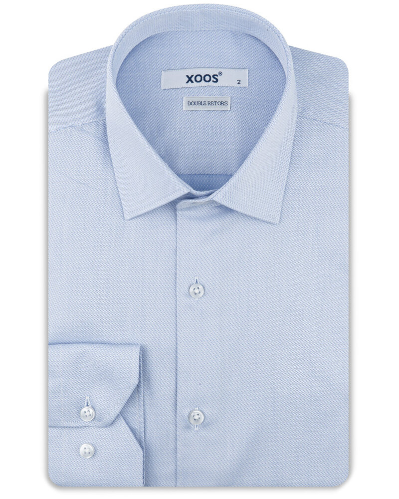 XOOS Men's sky-blue woven cotton shirt (Double Twisted)
