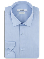 XOOS Chemise homme ciel à col Français (Double Retors)