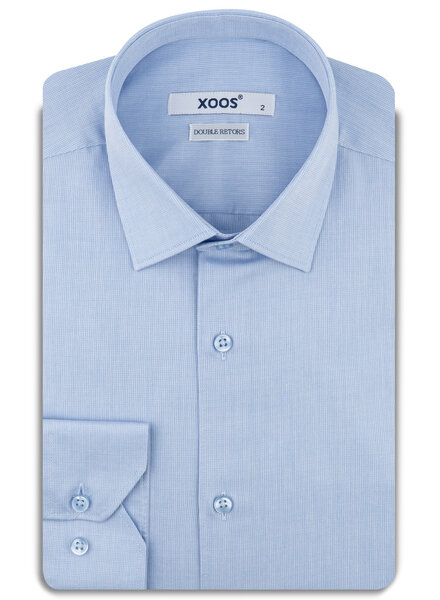 XOOS Men's sky-blue shirt with a French collar (Double Twisted)