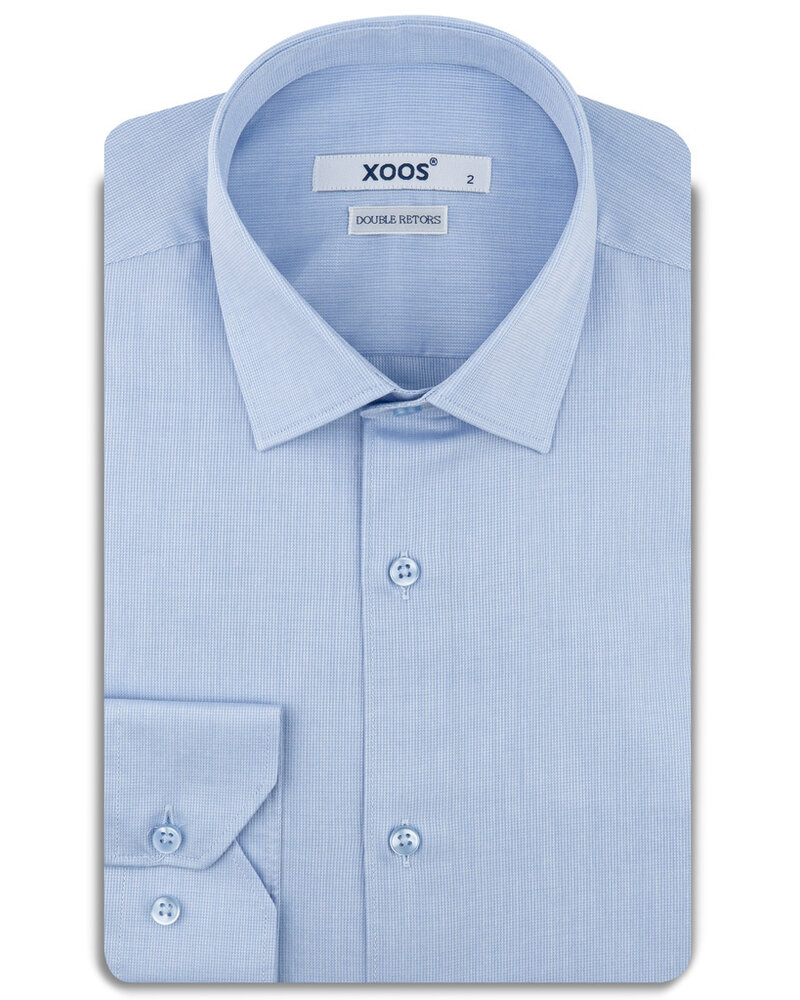 XOOS Chemise homme ciel à col Français (Double Retors)