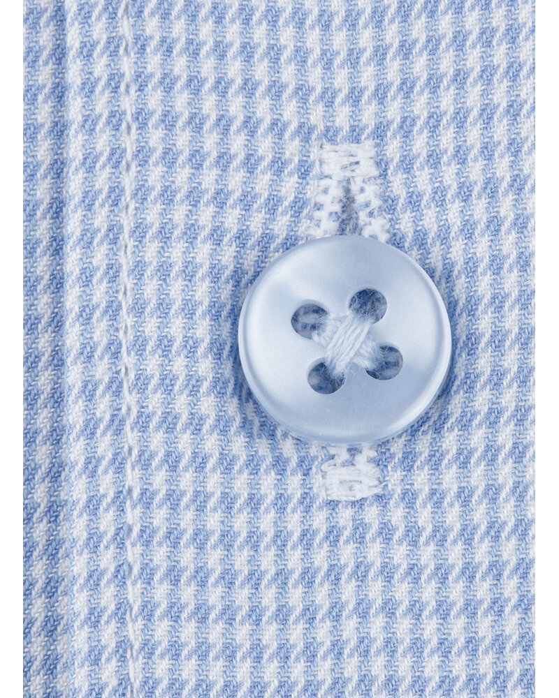 XOOS Men's sky-blue houndstooth shirt with a cutaway collar (Double Twisted)