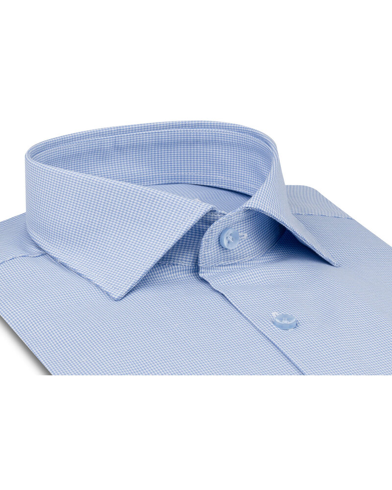 XOOS Chemise homme en pied-de-poule ciel et col Cutaway (Double Retors)
