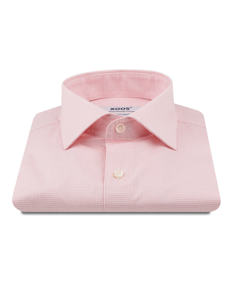 XOOS Men's pink micro-gingham shirt (Double Twisted)