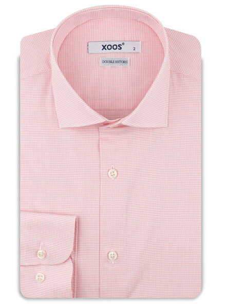 XOOS Men's pink micro-gingham shirt (Double Twisted)