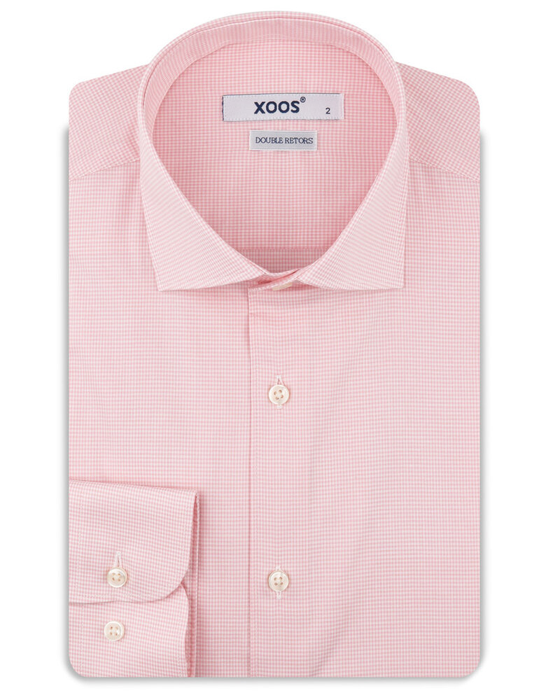 XOOS Chemise homme à micro vichy rose (Double Retors)