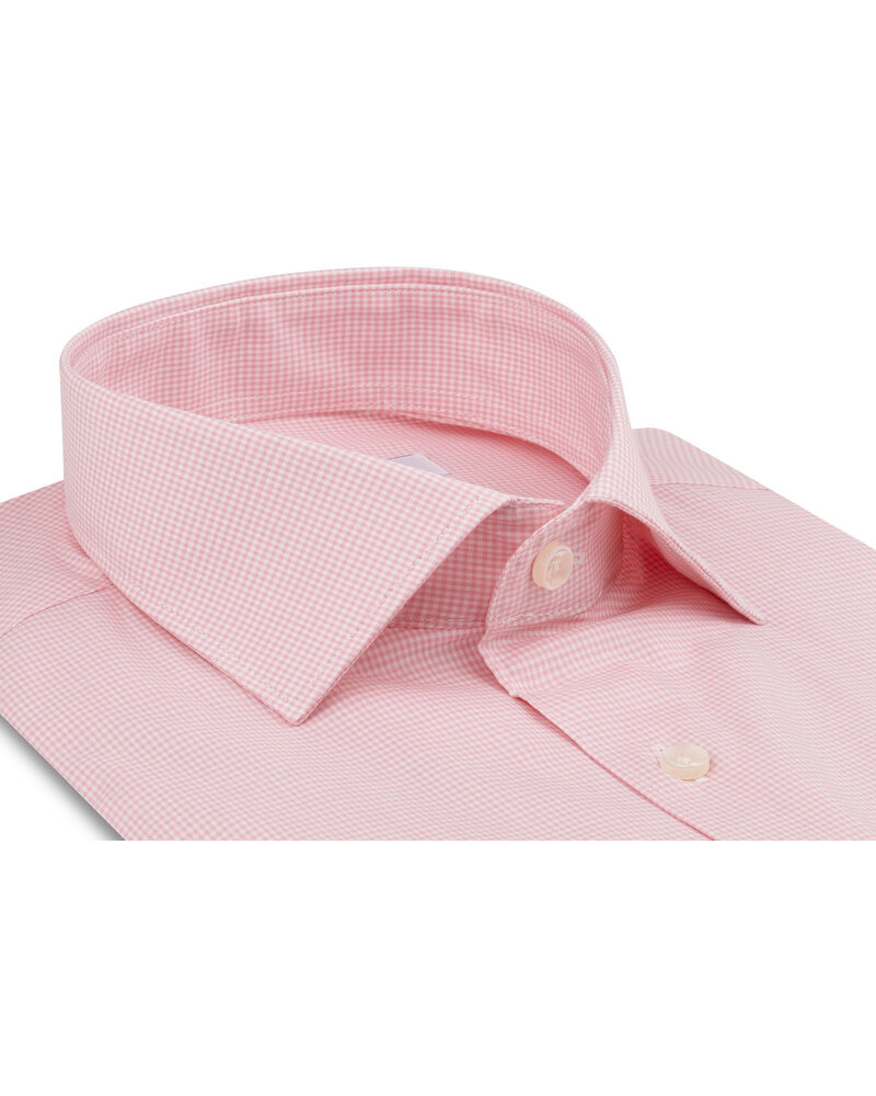 XOOS Men's pink micro-gingham shirt (Double Twisted)
