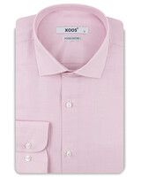 XOOS Chemise homme en pied-de-poule rose et col Cutaway (Double Retors)
