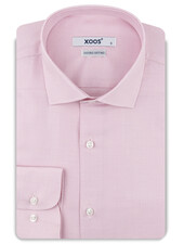 XOOS Men's pink houndstooth shirt with a cutaway collar (Double Twisted)