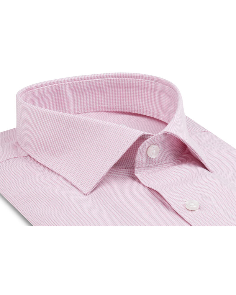 XOOS Men's pink houndstooth shirt with a cutaway collar (Double Twisted)