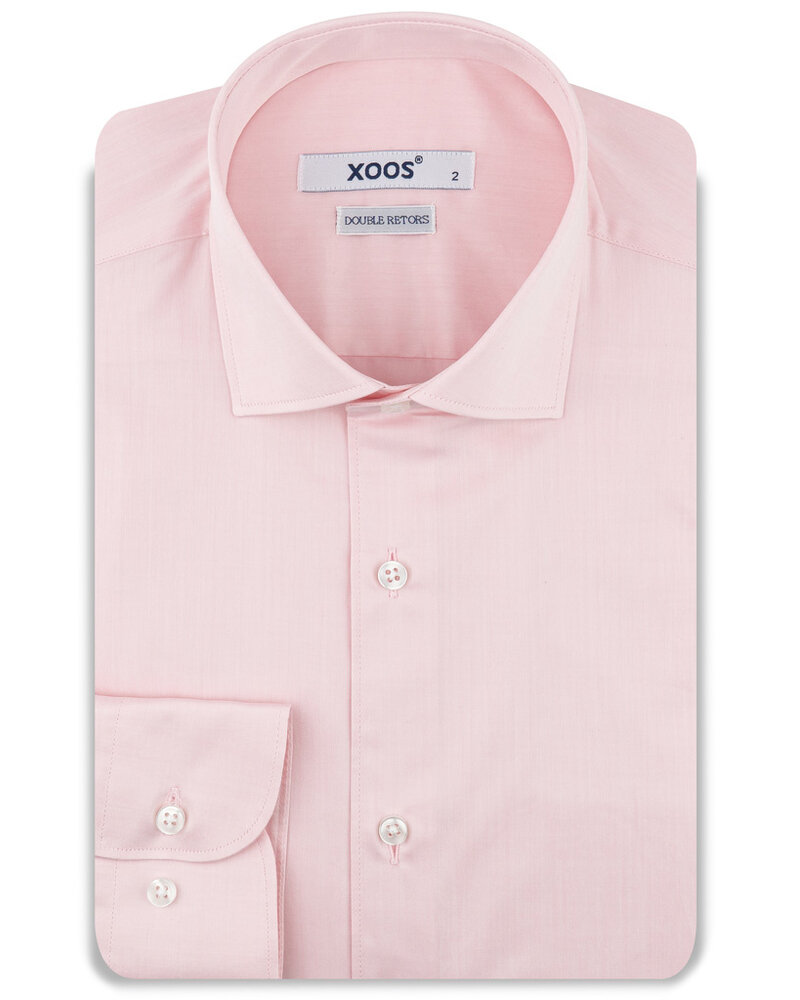 XOOS Chemise homme rose en gabardine (Double Retors)