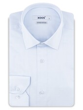 XOOS Men's sky-blue gabardine shirt with French cuffs (Double Twisted)