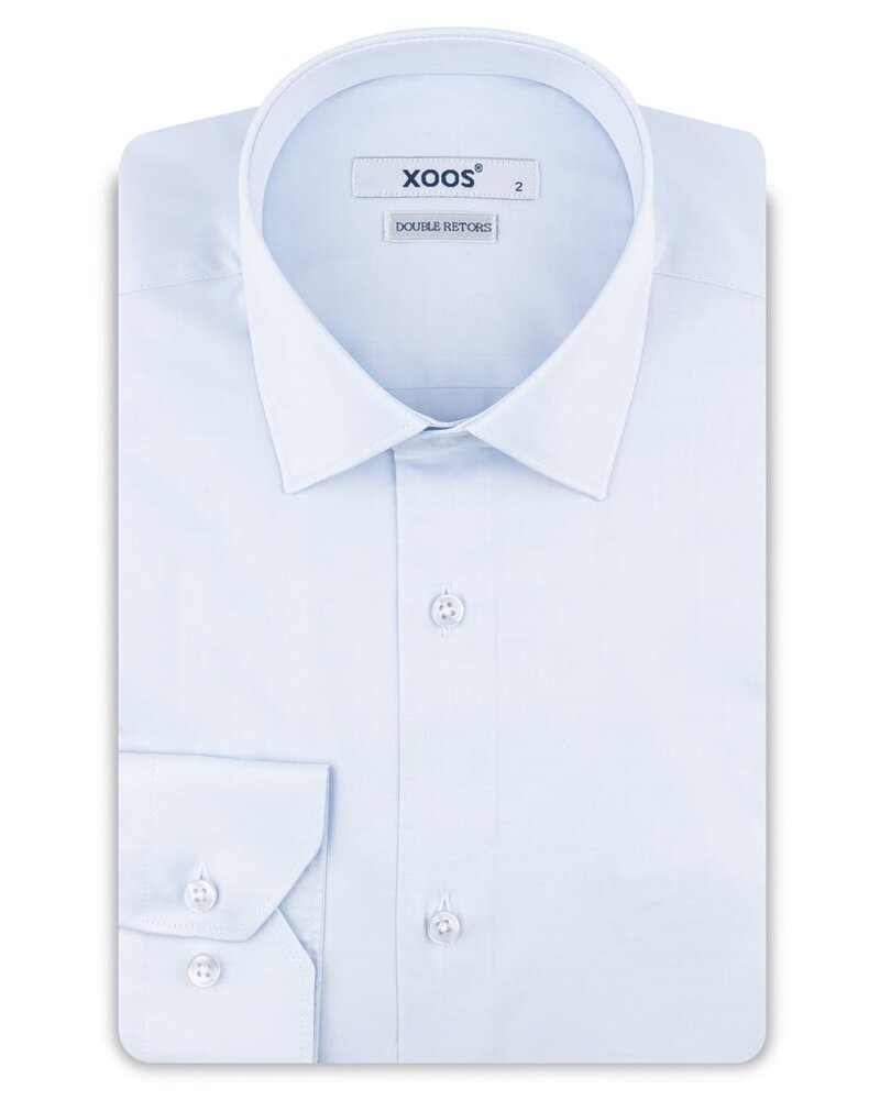 XOOS Chemise homme ciel à poignets mousquetaire en gabardine (Double Retors)