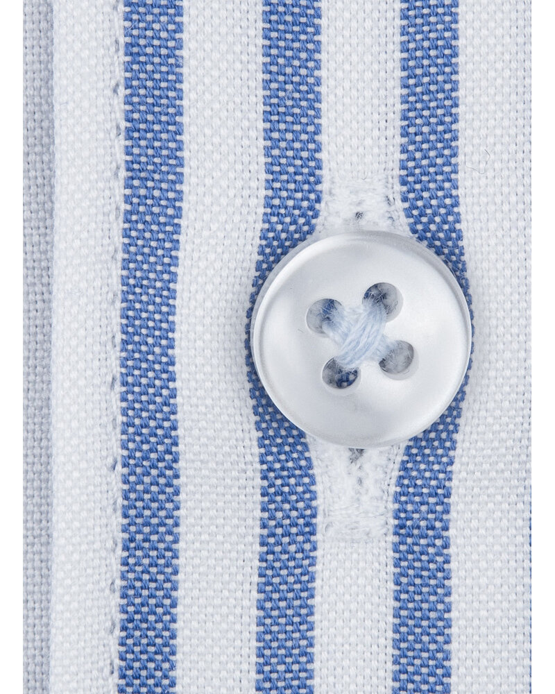 XOOS Chemise homme à rayures ciel et col Cutaway (Double Retors)