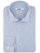 XOOS Men's sky-blue-striped shirt with a cutaway collar (Double Twisted)