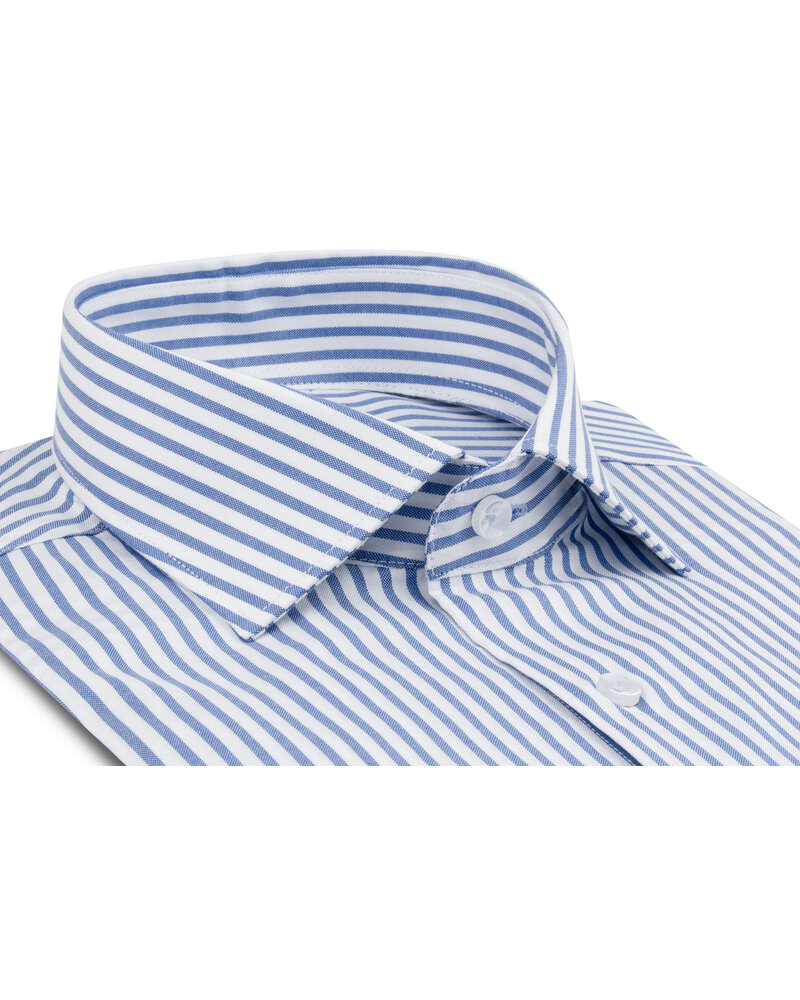 XOOS Men's sky-blue-striped shirt with a cutaway collar (Double Twisted)