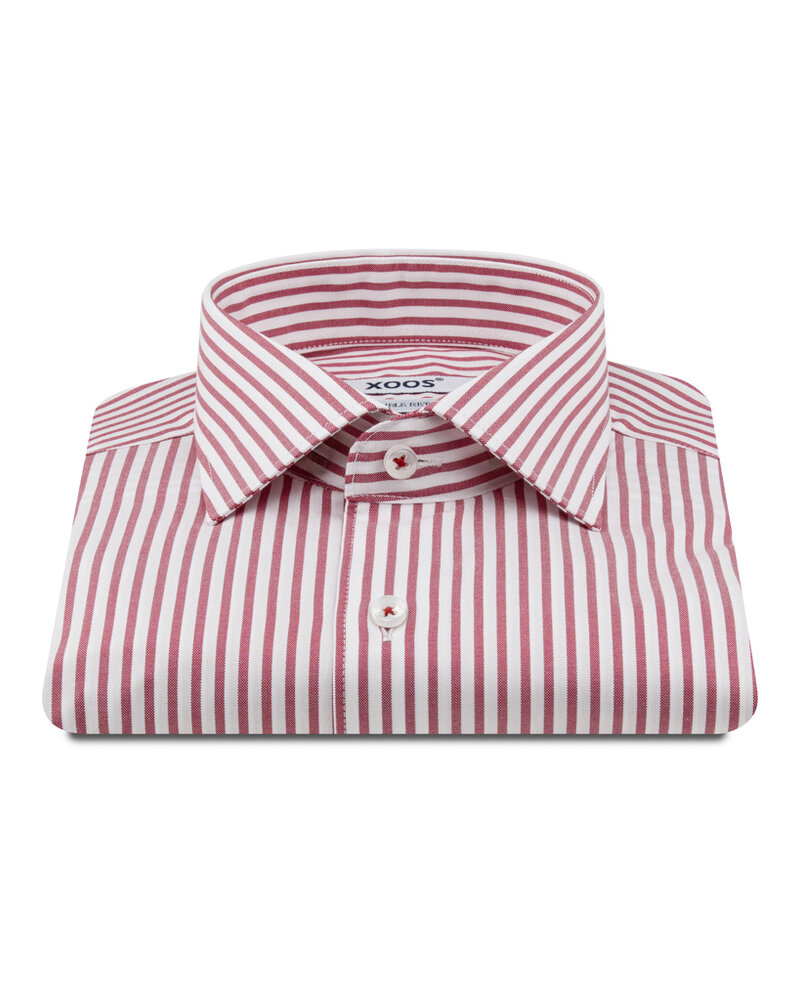 XOOS Chemise homme à rayures corail et col Cutaway (Double Retors)