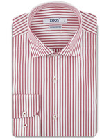 XOOS Chemise homme à rayures corail et col Cutaway (Double Retors)