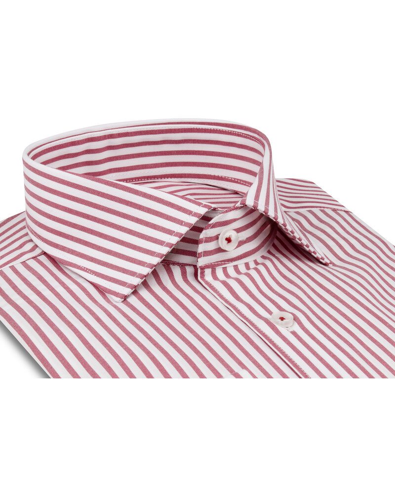 XOOS Men's coral-striped shirt with a cutaway collar (Double Twisted)