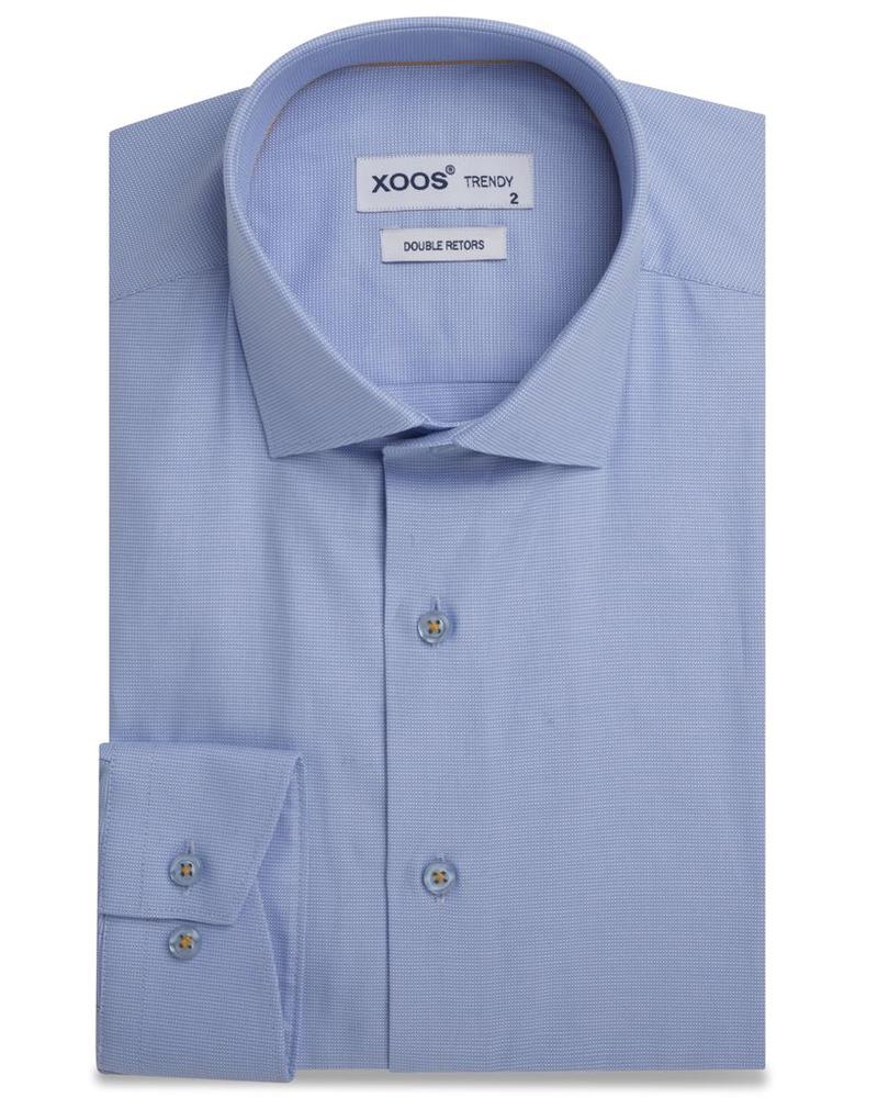 XOOS Blue fitted dress shirt for men orange lining (Double twisted)