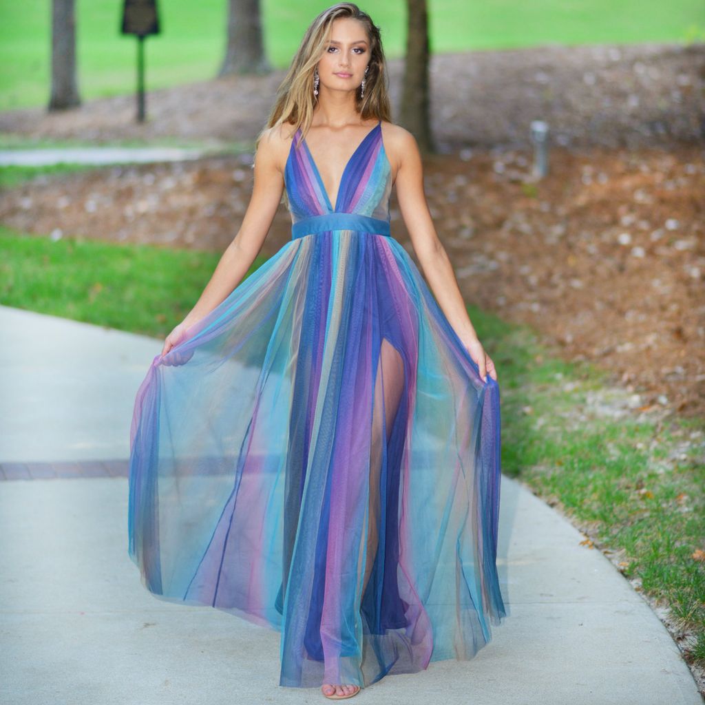 rainbow tulle dress womens