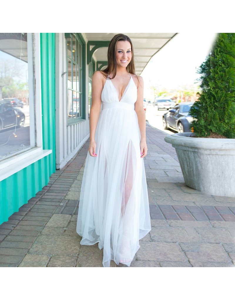 white tulle dress