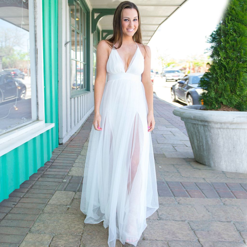 white tulle dress